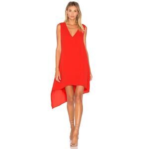 BCBGMaxazria Shana Red Sleeveless V-neck Cami High Low Mini Tank Shift Dress L